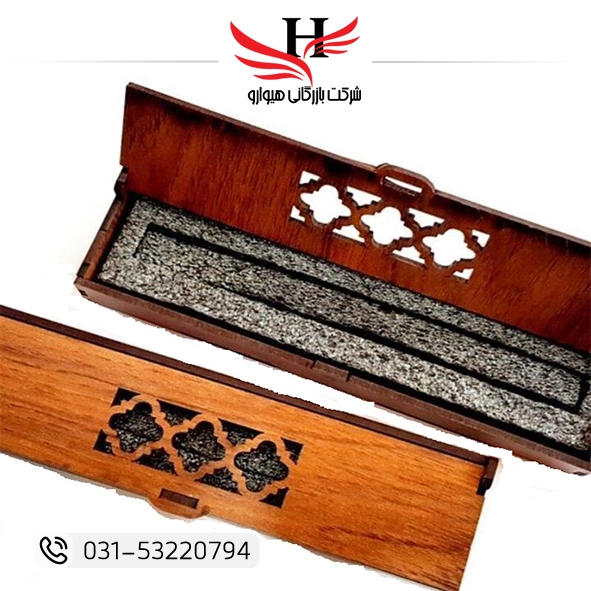 جعبه چوبی جای خودکار کد 0013 | استند خودکار چوبی رومیزی مناسب میز کار و لوازم تحریر اداری
